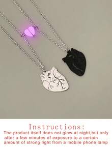 ATLVXJL 2pcs/Set Juego de Collares Luminosos en Forma de Corazón para Parejas y Amigos que Brilla en la Oscuridad, Collares de Joyería Casual Adecuados para Uso Diario y Regalo del Día de San Valentín - Multicolor - View 10