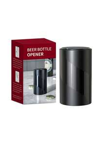 1个带磁铁的自动开瓶器，向下按压瓶盖即可打开墨西哥玻璃瓶，不会损坏瓶盖（黑色），这款自动开瓶器可向下按压打开啤酒、汽水和其他瓶盖，是家庭聚会的理想厨房配件。