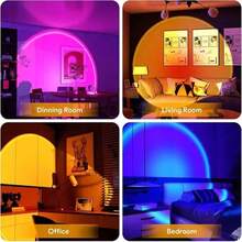 Sunset Projection Lamp, Rainbow Ambiance Sunset Light, Bedroom Room Decor Background Wall Tabletop Live Streaming Light - Black - View 5