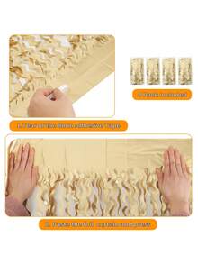 4 件装波浪形香槟金金属箔流苏背景帘 - 3.3 x 6.6 英尺，适用于派对 | 生日派对门口 | 拍照背景 | 派对装饰 - 香檳色 - 查看 8