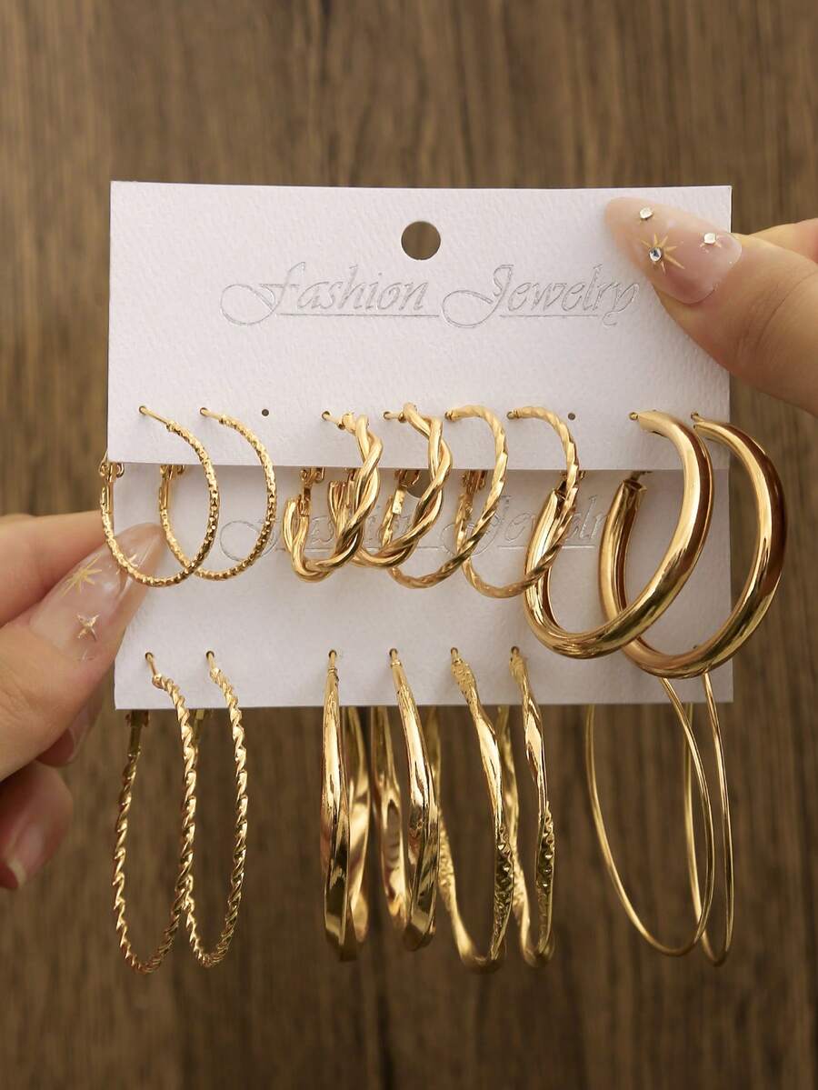 8 pares de pendientes de aro geométricos minimalistas de estilo bohemio para mujeres, con textura martillada y retorcida, ideales para uso casual, de fiesta y citas (puede haber una ligera diferencia de color con respecto a las fotos debido a la iluminación)