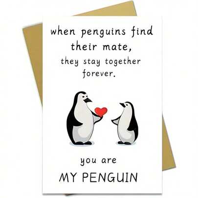 1 pieza Tarjeta de amor sincero Tarjeta del Día de San Valentín con forma de pingüino "Eres mi pingüino" Tarjeta romántica de aniversario - Perfecta para esposa, esposo, novia, novio o amigo - Ideal para el Día de San Valentín y cumpleaños