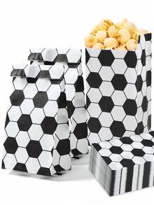 50/100 unidades Bolsas de papel para palomitas de maíz con diseño de fútbol, bolsas de regalo con temática de fútbol, bolsas para alimentos, bolsas para hornear en la cocina, bolsas de regalo multifuncionales, decoraciones de cumpleaños con temática de fútbol, suministros para fiestas del día del partido de fútbol, contenedor reutilizable para aperitivos para ver la Copa Mundial y la Liga de Campeones, regalos para fans de fútbol, regalos para amantes del fútbol - fútbol americano - Ver 4