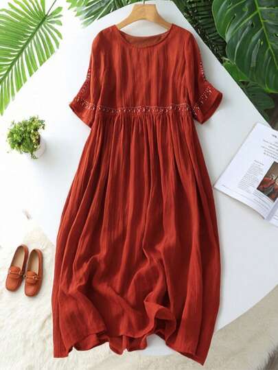 女式复古宽松刺绣超长 A 字裙、春夏复古刺绣连衣裙、波西米亚风刺绣长裙休闲日常穿着、优雅刺绣女式 A 字裙、假日女式复古风格简约日常连衣裙、波西米亚度假刺绣装饰