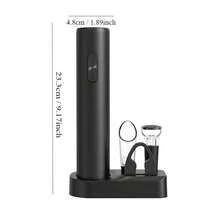 1 Set Electric Wine Opener - Ideal For Parties And Wine Enthusiasts - Kitchen Accessory Gift, Opens, Pours And Stores Wine, All-In-One Functionality, Paired With Stylish Base For Easy Storage, Battery-Operated Corkscrew With Electric Bottle Stopper