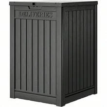 Secure Package Delivery Box, 48 Gallon Outdoor Lockable Parcel Drop Box With Key Lock & Sign, Waterproof Double Wall Resin Design For Theft &Weather Protection-Local Delivery - Black - View 1