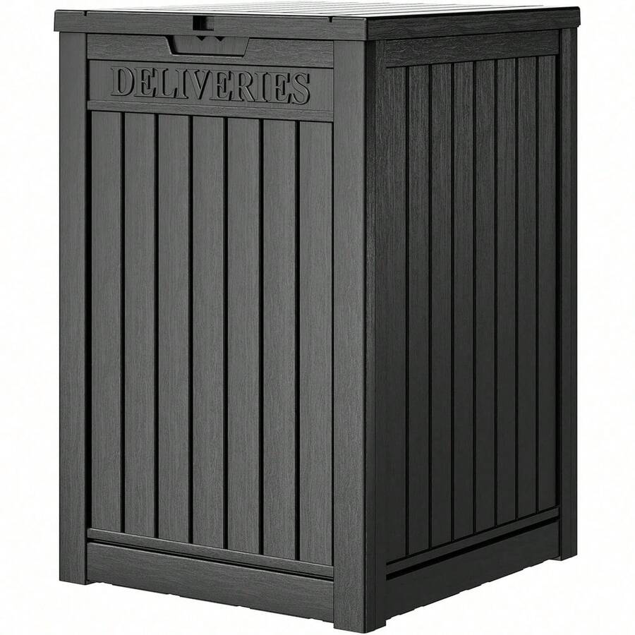 Secure Package Delivery Box, 48 Gallon Outdoor Lockable Parcel Drop Box With Key Lock & Sign, Waterproof Double Wall Resin Design For Theft &Weather Protection-Local Delivery - Black - View 1
