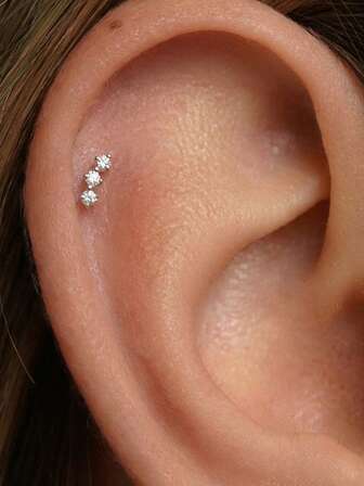 1pc 16G Tiny Push Pin Labret Two Stone Flat Back Earring Tragus Stud Flat Back Stud Helix Stud Cartilage Nose Stud