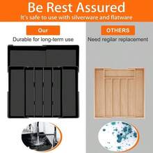 Spaclear Kitchen Silverware Organizer For Drawer - Expandable Silverware Drawer Organizer Adjustable Utensil Drawer Holder, Flatware Cutlery Tray For Spoons Forks Kitchen Organizers Storage,Black,M - ColorA - 查看 9