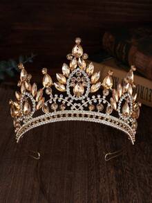 1pc Luxury Gold Bridal Crown Headpiece, Suitable For Wedding, Birthday Party, Photography