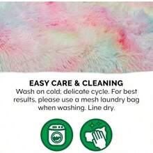 YFurhaven Small Cat Bed SelfWarming Long Faux Fur Suede Convertible Cuddler Washable Rainbow Small - PielLargayGamuzaArcoIris - Ver 9