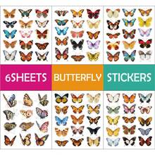 6 feuilles d'autocollants de papier washi motif papillon - Autocollants de papillon personnalisés parfaits pour décorer les agendas, journaux, albums de découpage, magazines, journaux intimes, bouteilles d'eau, coques de téléphone, bagages, planches de skate et plus encore. Cadeaux d'anniversaire ou de fête, fournitures de papeterie, fournitures de bureau, fournitures scolaires, cadeaux pour enfants, matériel d'artisanat et rentrée scolaire - Multicolore - Voir 1