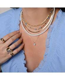 Piuka CHOKER ATENA OLHO GREGO PÉROLAS FOLHEADA A OURO 18K - Dourado - Visão 2