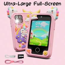 圣诞玩具儿童智能手机，适合3-10岁儿童的圣诞节和生日礼物，益智玩具手机，配备2.8英寸屏幕、双摄像头、游戏、音乐、闹钟、计算器，包含手机挂绳、大容量存储卡和充电线。 - 粉色 - 查看 3