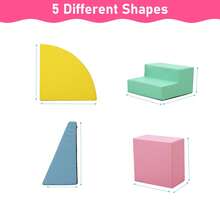 PtioHavn Juego de 4 piezas de espuma para bebés, juguetes de escalada blandos de cuero PU, equipo de juego infantil para interiores, combinación de tobogán y bloques de escalada. - Bloqueo de color - Ver 4