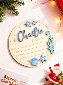 1pc Custom Kids Teen Announcement Sign, Personalized Newborn Name Wood Sign With Butterfly Shape, 2 Sizes, Round Wooden Birth Name Plaque, Hello World Reveal Photo Props, Perfect New Parent Souvenirs, Baby Birth Announcement Wooden Plate Baby Girl Boy Alphabet Graphic Monthly Milestone Card Hello World Newborn Logo, Baby Name Reveal, Shower Gift For Newborn, Gifts Back To School, Baby Gift, Gift For Kid, New Mom Gifts - Tên lửa Sao và Mặt Trăng - Xem 14