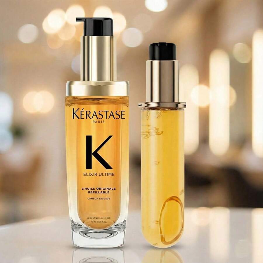 Kérastase 卡诗 (Kerastase) Elixir Ultime 护发精油补充装 - 滋养柔顺秀发，增添光泽，蕴含野生山茶花精华，滋养强韧秀发，适合所有发质 - 2-Piece Set - 查看 1