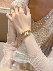 1 pieza Reloj de mujer con esfera cuadrada y correa de acero inoxidable, reloj de cuarzo elegante y delicado, adecuado para uso diario, ocasiones formales y decoración de muñeca - Unitalla - Ver 7