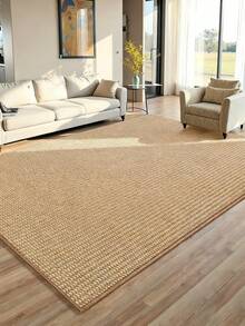 1 pieza Alfombra cuadrada de imitación de yute blanca y marrón. Resistente a los arañazos, lavable, ideal para propietarios de mascotas, adecuada para sala de estar, comedor, estudio, dormitorio y otras escenas, decoración del hogar versátil, de moda, nuevo lanzamiento - Multicolor - Ver 5