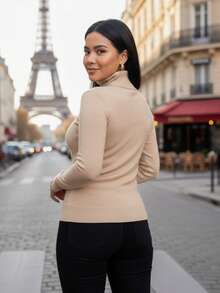 Women's Turtleneck Sweater, Wool Knit, High Neck, Wholesale, Winter - 米色 - 查看 2