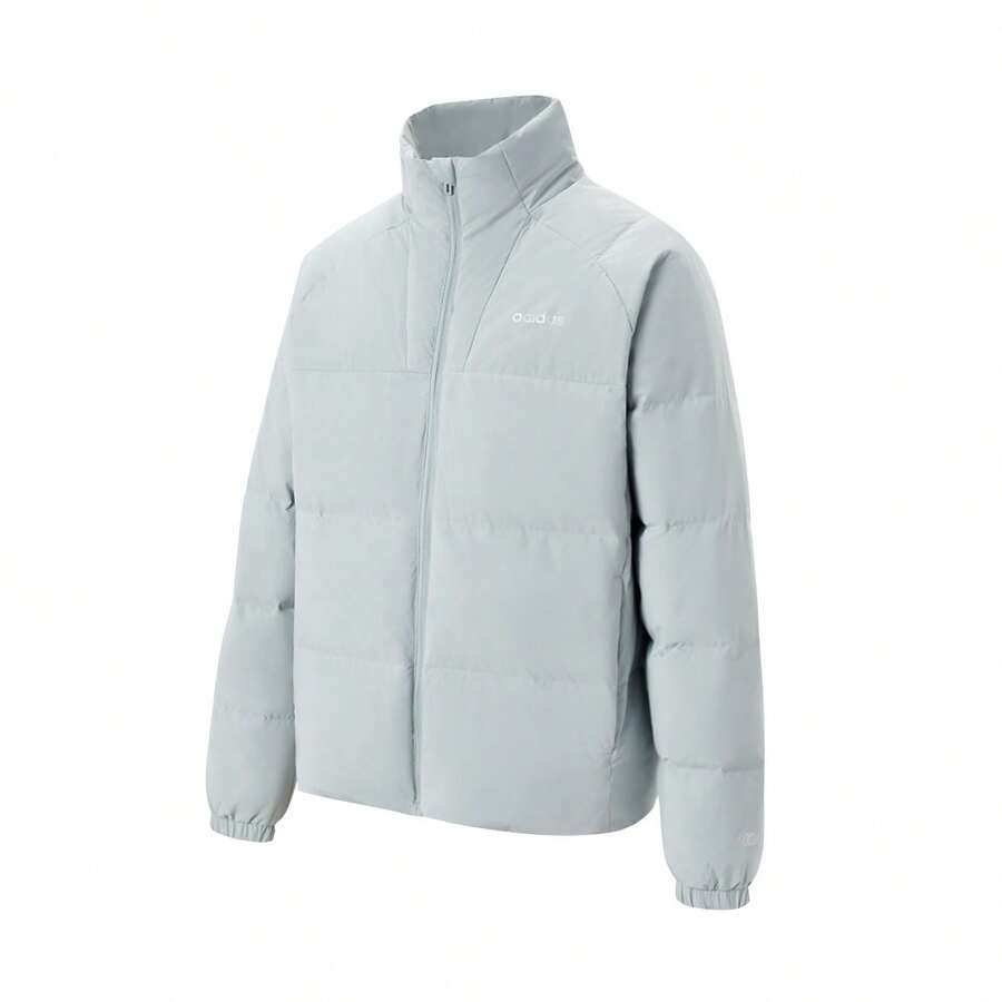 Adidas Men's Thick Padded Jacket, Warm Stand Collar Sports Down Coat - Silver - View 1