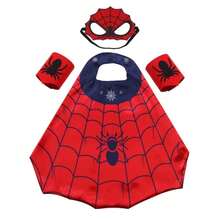 Halloween Spider-Man Costume Set For Boys, Includes Spider Cape, Mask And Wristbands