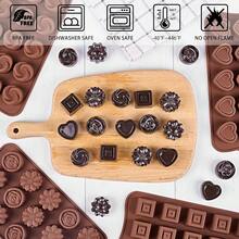 Silicone Chocolate Molds, 15-Cavity Non-Stick Candy Molds For Chocolate, Candy, Gummy And Jelly, 4 Pack,Brown - màu nâu - Xem 7