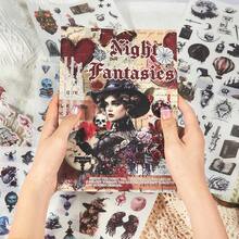 410pcs Gothic Washi Journal Stickers For Journaling, 24 Sheets Precut Large Halloween Sticker Book For Junk Journal Supplies, ScrapbooFKing, Collage, Scrap Book, DIY Crafts Art,GothicDarkNight - GothicDarkNight - Xem 1