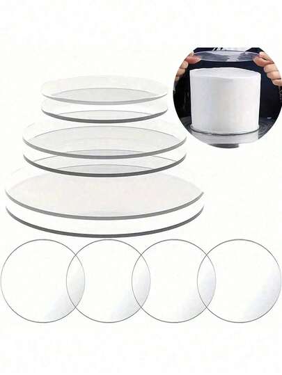 4/6/8/10 Inch Clear Acrylic Round Cake Display Stand, Acrylic Cake Riser, Suitable For DIY Cakes, Desserts And Decorations, Blank For Marker DIY Crafts