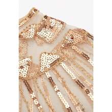 Chal envolvente con capa de noche con lentejuelas y cuentas para novia - Oro rosa-3 - Ver 6