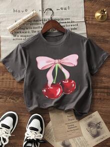 3 chiếc áo thun cổ tròn tay ngắn in họa tiết thường ngày cho bé gái, áo mùa hè - Nhiều màu - Xem 6