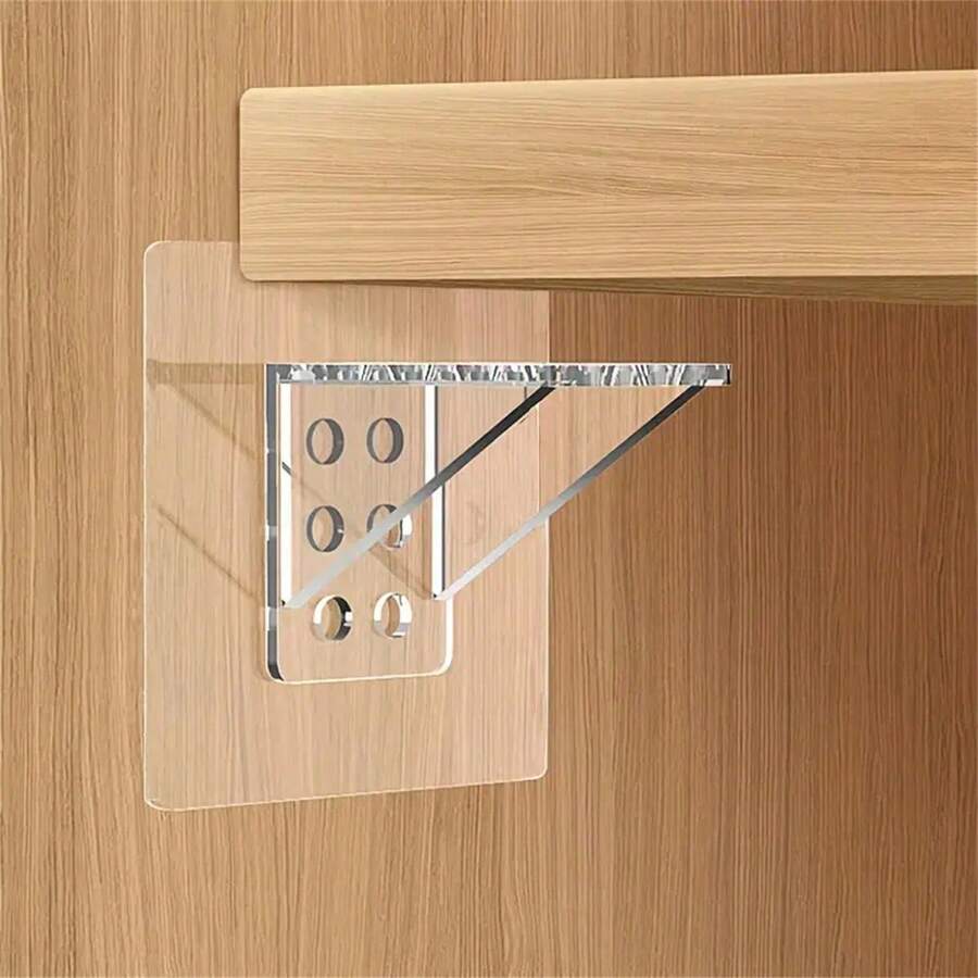 4/8件套重型塑料搁板支架 - 免钻孔层架支撑，适用于大型搁板，多功能可调节壁挂支架套装 - 适用于家庭和厨房 - 可承重 - DIY爱好者的完美礼物 - 無色 - 查看 1