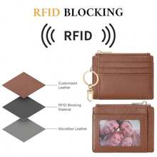 Sodsay Card Case Slim Front Pocket Wallet For Women Credit Card Holder With Keychain - CH Deep Brown - View 5