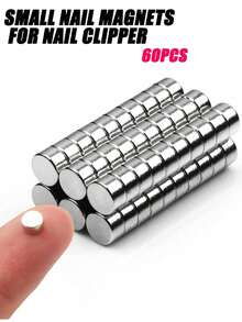 15/30/50/60/100pcs Nail Clipper Magnets, Suitable For Cat Eye Gel Polish, Round Shape, Can Be Used On Refrigerator, Cylinder, Office, Whiteboard, Durable And Compact, Ideal For DIY, Nail Clipper Magnets - Silver - View 12