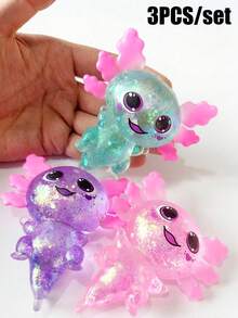 1/3/4/5pcs Shiny Crystal Salamander Squishy Toys, Soft Slow Rebound, Anti-Stress Fidget Toys, Cute Small Gadgets, Taba Squishy, Portable Travel Finger Pinching Toys, Soft & Adorable, Suitable For All Ages Including Autism, Office Workers, Students, Ideal Holiday Gifts, Small Cute Fun Gifts - 彩色 - 查看 33