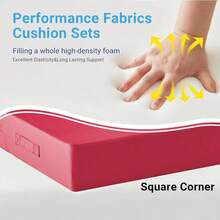 Outdoor Cushions Patio Furniture, Outdoor Cushion Set 24x 24x 5.75 Inch, Waterproof Fade Resistant Outdoor Chair Cushions, Deep Patio Chair Cushion With Removable Cover, Navy Blue - 勃根地酒紅色 + 24*24+4/24*20" - 查看 4
