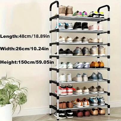 Heavy-Duty Metal Shoe Rack Organizer With Adjustable Shelves - Multi-Tier Shoe Storage Cabinet, Sturdy Steel Pipe Construction, Space-Saving Entryway, Living Room, Closet Organizer - Easy Assembly, Holds Multiple Pairs Of Shoes - Ideal Housewarming Gift For Home Organization, Shoe Storage Cabinet, Entryway Organizer, Sleek Design