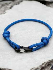 1pc Men's Simple Knot Bracelet, Adjustable Double-Layer Braided Rope, Fashionable Knotted Cord Bracelet, Minimalist & Versatile, Suitable For Daily Wear Or As A Gift For Family, Friends, And Partners - Double Knot Black Buckle Bracelet - View 2