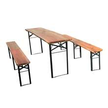 Folding Table 220 Cm, 3 Pieces: 1 Folding Table + 2 Beer Tables, Sturdy, Space-Saving, Up To 200 Kg. - Khaki - View 2