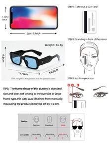 1副男士方形厚框高品质个性化简约时尚眼镜，适合旅行、休闲、派对、海滩、日常装饰
