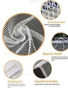 2m/3 Meters Stair Safety Net, Balcony Protective Net, Child Stair Safety Net, Anti-Fall Net - White - View 9