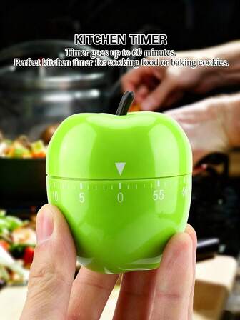 60 Minute Cute Apple Shaped Mechanical Kitchen Timer, Novelty 360 Degree Rotating Manual Timer, Creative Cooking Countdown Clock, Portable High Pitch Alarm Reminder, Suitable For Cooking, Baking, Sports, Games
