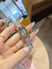 1 pieza Reloj de mujer con esfera cuadrada y correa de acero inoxidable, reloj de cuarzo elegante y delicado, adecuado para uso diario, ocasiones formales y decoración de muñeca - Unitalla - Ver 14