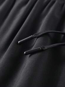 男士双层户外运动短裤，柔软透气，速干，带手机口袋和毛巾环，适合跑步、健身和户外休闲，黑色 - 黑色 - 查看 4