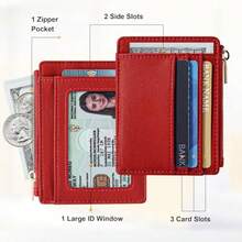 Sodsay Card Case Slim Front Pocket Wallet For Women Credit Card Holder With Keychain - Smooth Red Classic - View 2