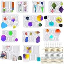 SENHAI - 12 moldes de resina para joyería con 360 accesorios para aretes, moldes de resina de tamaño variado con agujero, moldes de resina para pendientes de silicona para hacer joyas, pendientes,(default) - Multicolor - Ver 2