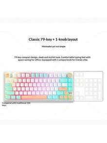 Lenovo The Xiaoxin K5 Wired Mechanical Keyboard Features A Gasket Design, Full Hot-Swappable Keys, A 79-Key Layout, And Tunneling Mechanical Switches, Making It Suitable For Both Gaming And Office Use. - Creamy Mint - View 5