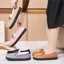 Fur-Lined, Bow-Decorated, Fine-Haired Home And Outdoor Shoes For Women, Snow Boots With Added Insulation And Thickness, Comfortable Boots, Warm And Insulated Short Boots For Keeping Warm And Protecting Against Cold Weather. - Grey - View 9