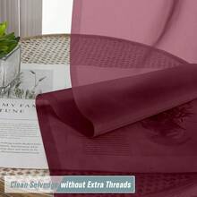 Burgundy Small Sheer Curtains 2 Panels Set, Kitchen Curtains 36 Inch Length, Elegant Light Filtering Short Window Drapes For Living Room Bedroom, Dual Rod Pocket Design, 2x42Wx36L Inches,42inchWx36inchL(Packof2),Burgundy - 酒紅色 - 查看 6