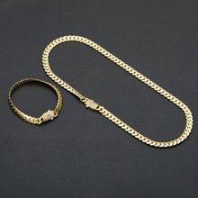 8mm Men's Stainless Steel Cuban Chain Necklace - Golden Polished Interlocking Link Design, Durable Tarnish-Resistant Jewelry For Casual Attire & Formal Events - Chiều rộng 8mm - Xem 2